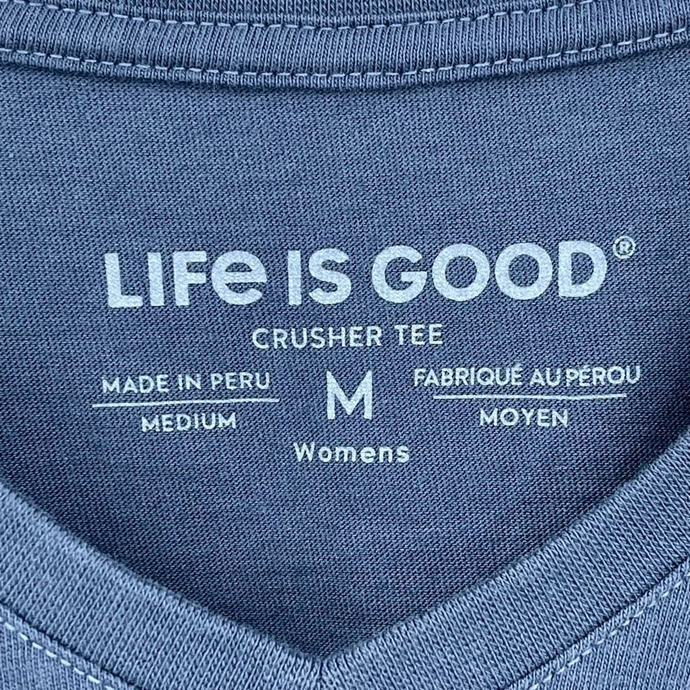 Life Is Good Gardening V-Neck‎ Crusher Tee Shirt Shirt Sleeve Women Medium Blue - Picture 4 of 5